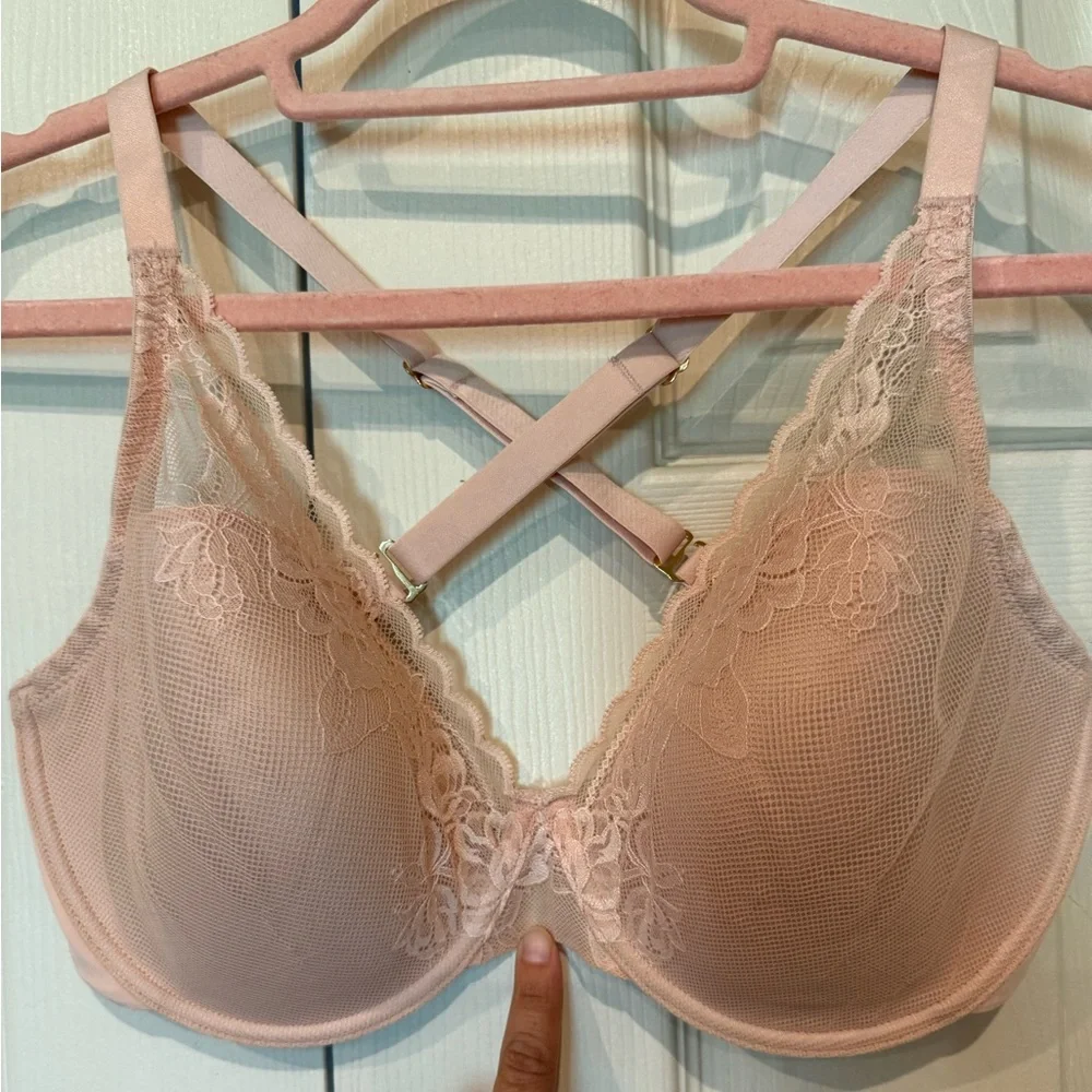 NATORI Underwire Pink Lace Crisscross Adjustable Straps Women’s‎ Size 34G